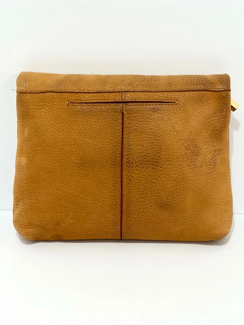HAMMITT VIP MD Crossbody Bag In Tan Pebbled Nubuck/Brushed Gold/Red Zip